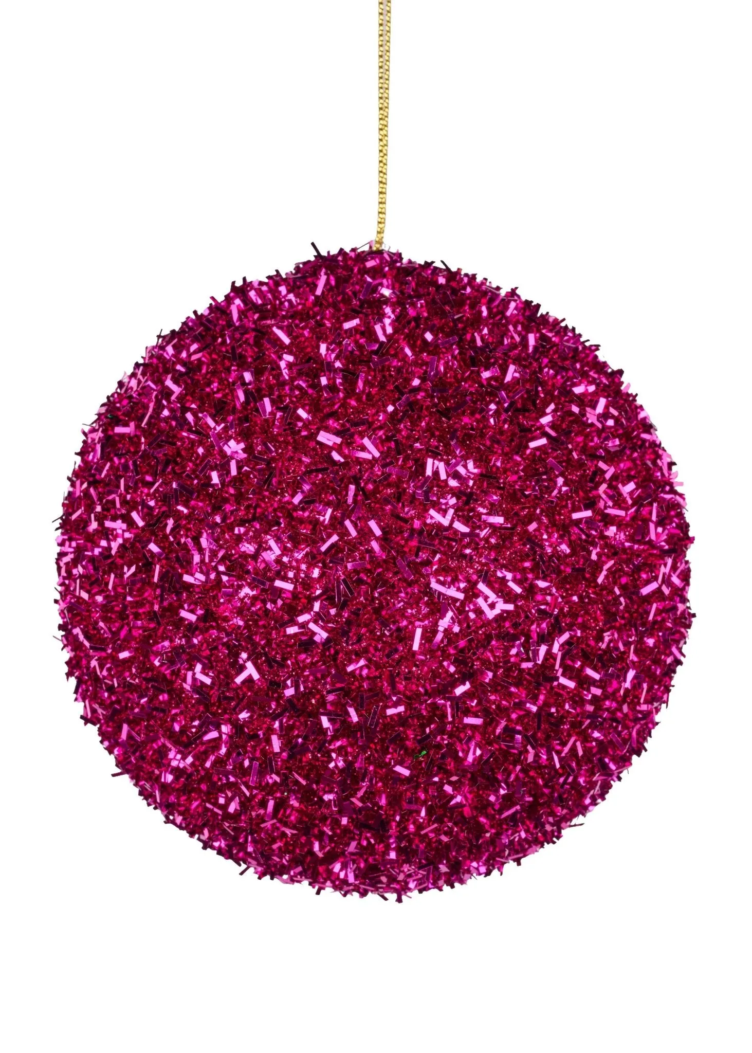 100mm Foil Glitter Ball Ornament: Fuchsia