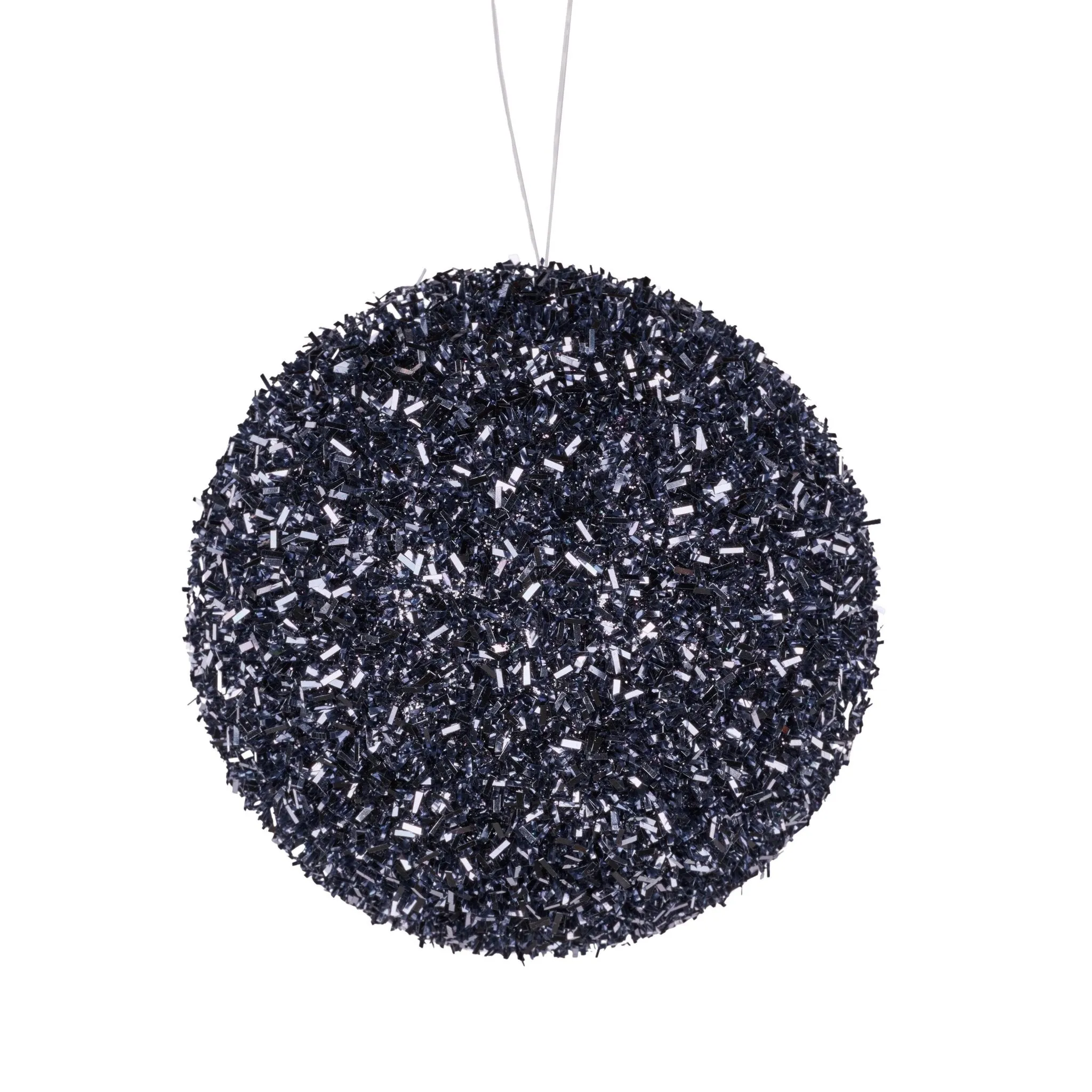 100mm Foil Glitter Ball Ornament: Pewter