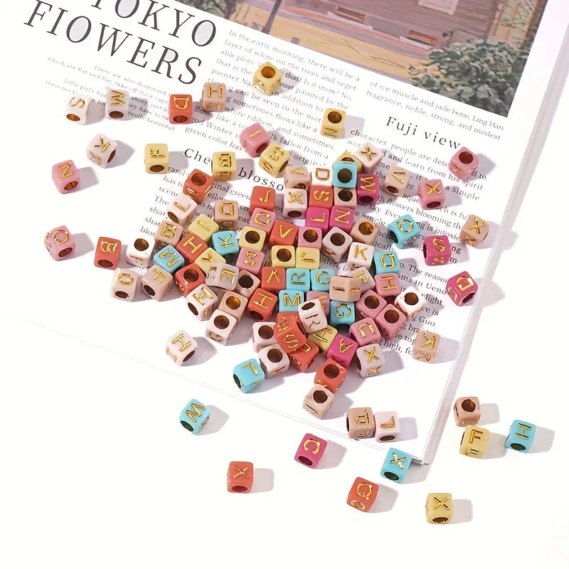 100pc Large Hole Alphabet Beads for Handmade Jewelry Crafts
