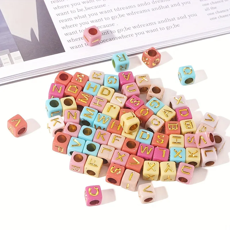 100pc Large Hole Alphabet Beads for Handmade Jewelry Crafts
