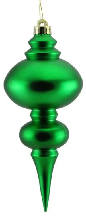 10" Matte Finial Stripe Ornament: Emerald Green