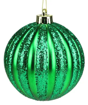 120mm Vertical Stripe Ball Ornament: Emerald Green
