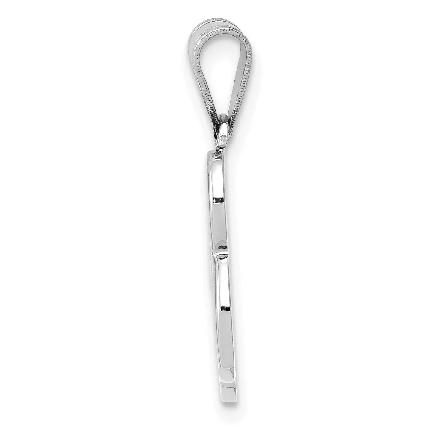 14K White Gold Medium Size Script Design Letter B Initial  Charm Pendant