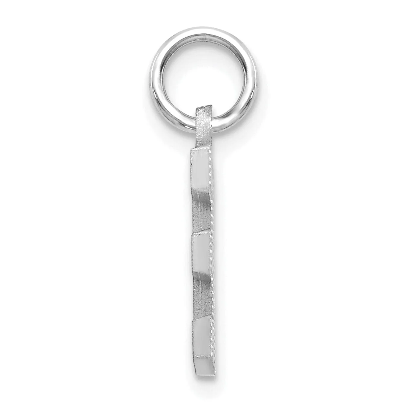 14k White Gold Satin Diamond Cut Finish Letter E Initial Pendant