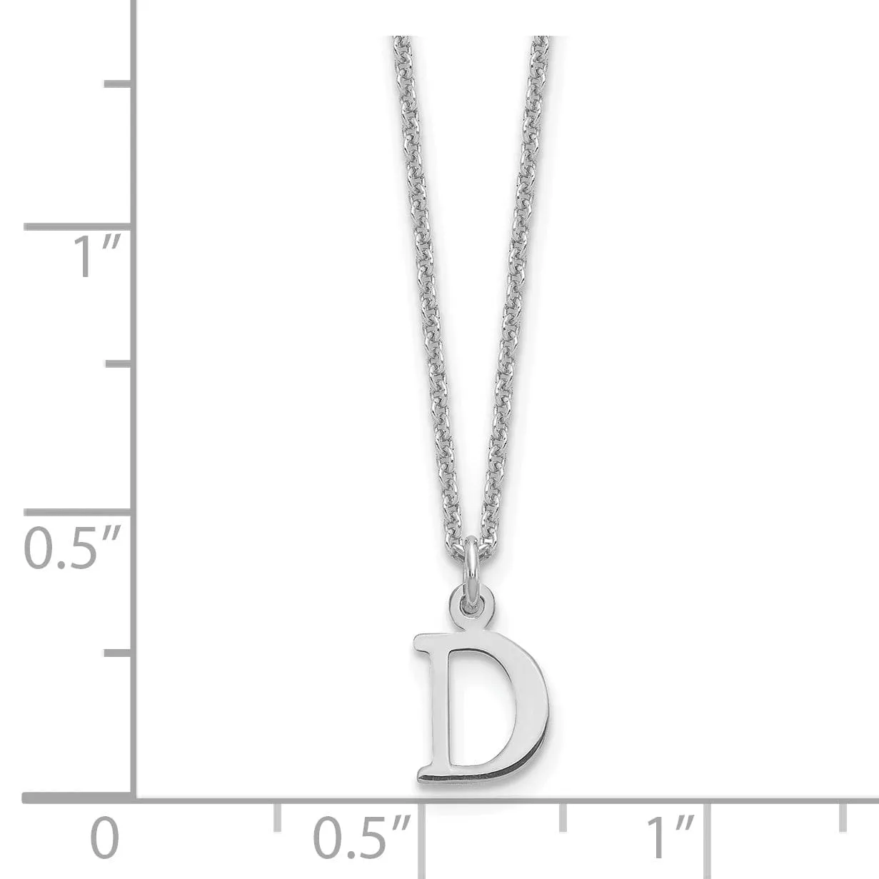 14k White Gold Tiny Cut Out Block Letter E Initial Pendant and Necklace