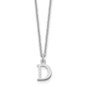 14k White Gold Tiny Cut Out Block Letter E Initial Pendant and Necklace