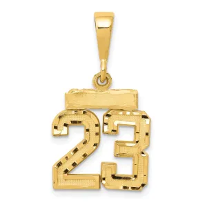 14k Yellow Gold Polished Diamond Cut Finish Small Size Number 23 Charm Pendant
