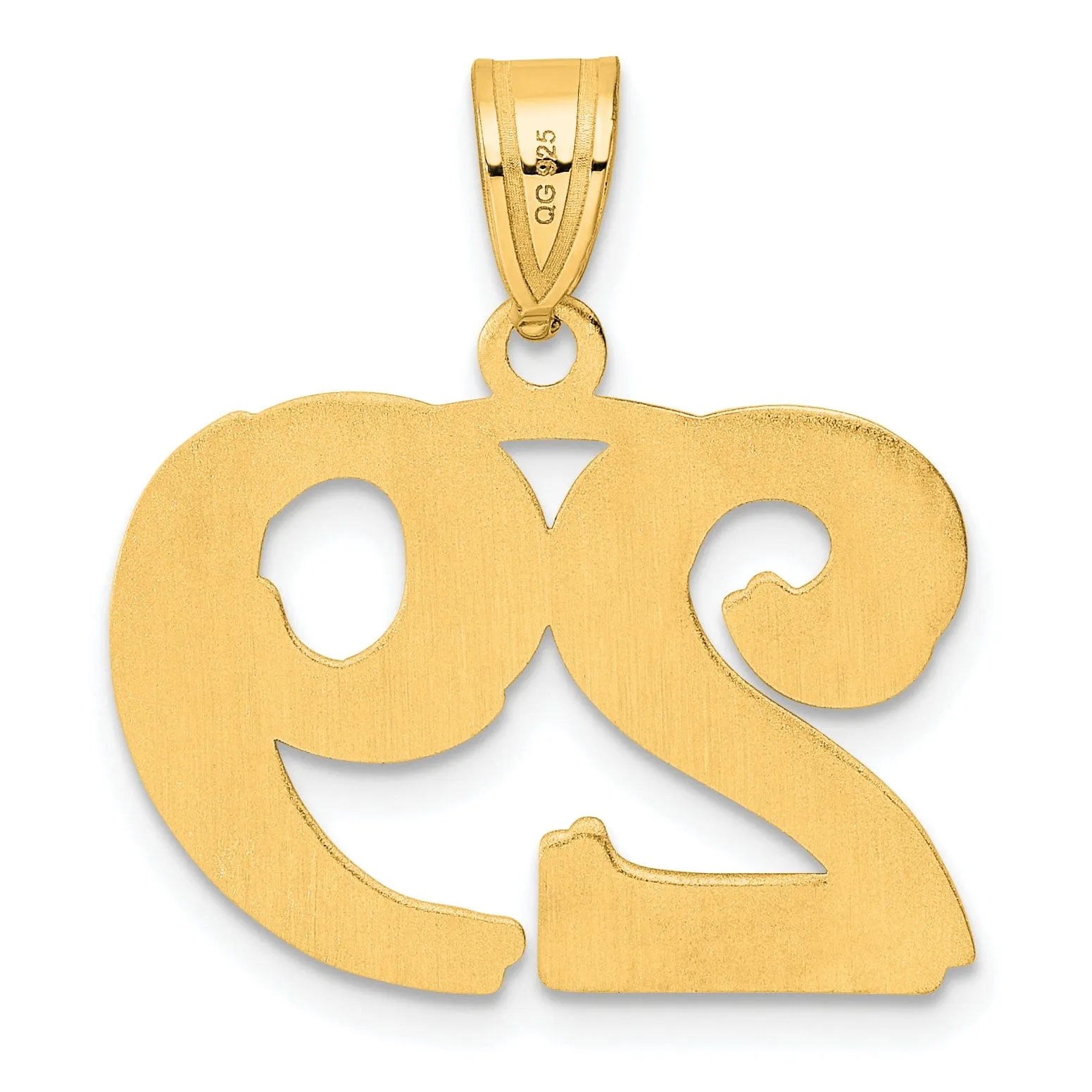 14k Yellow Gold Polished Etched Finish Number 29 Charm Pendant