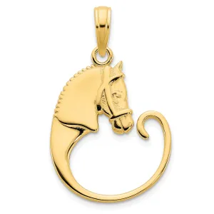 14k Yellow Gold Polished Finish Horse Design Charm Pendant