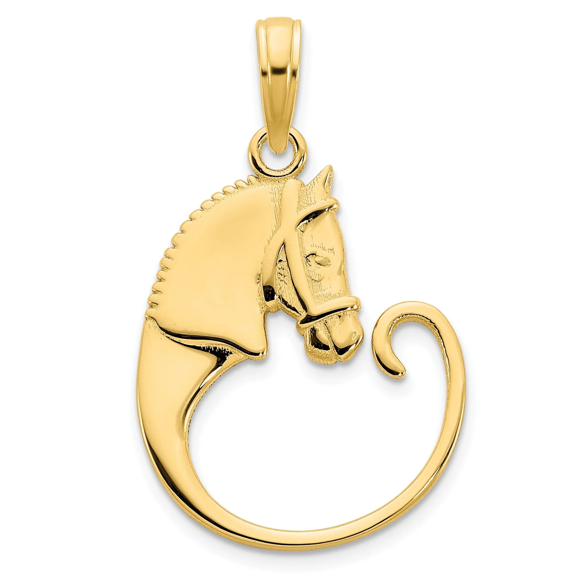 14k Yellow Gold Polished Finish Horse Design Charm Pendant