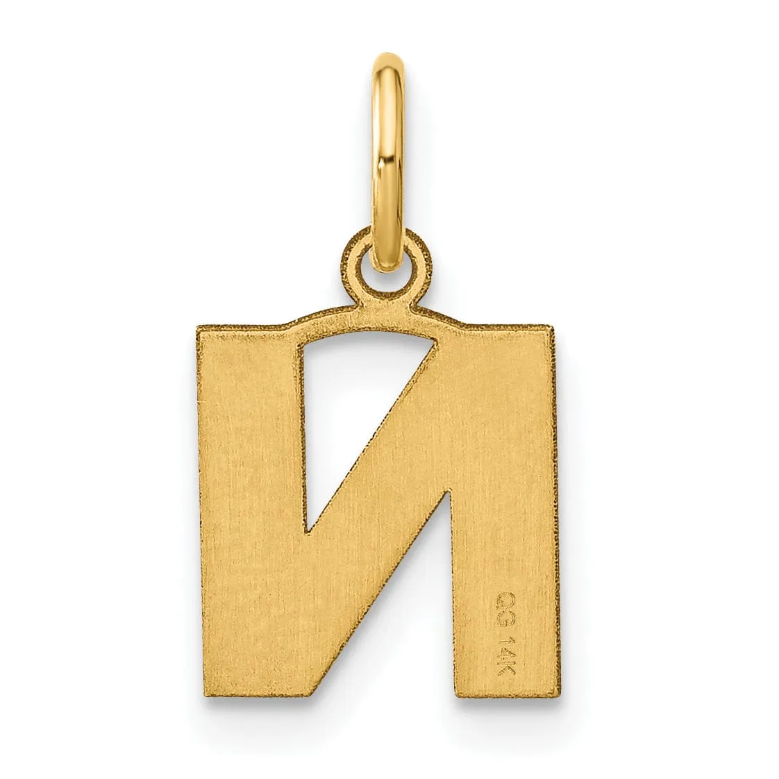 14k Yellow Gold  Small Size Letter N Initial Block Pendant
