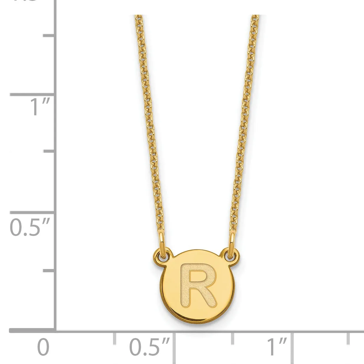 14k Yellow Gold Tiny Circle Block Letter S Initial Pendant and Necklace