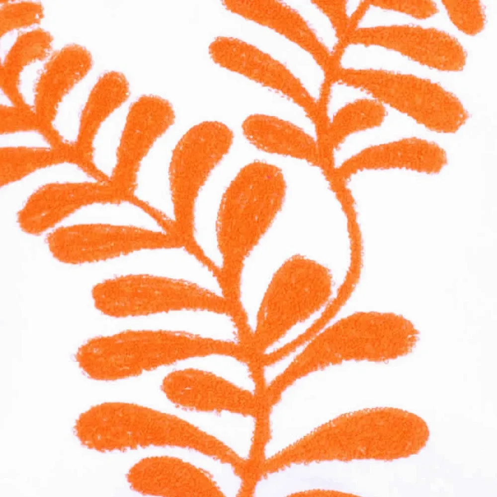18 X 18 Inch Cotton Pillow with Sprig Pattern Embroidery, Orange By Casagear Home