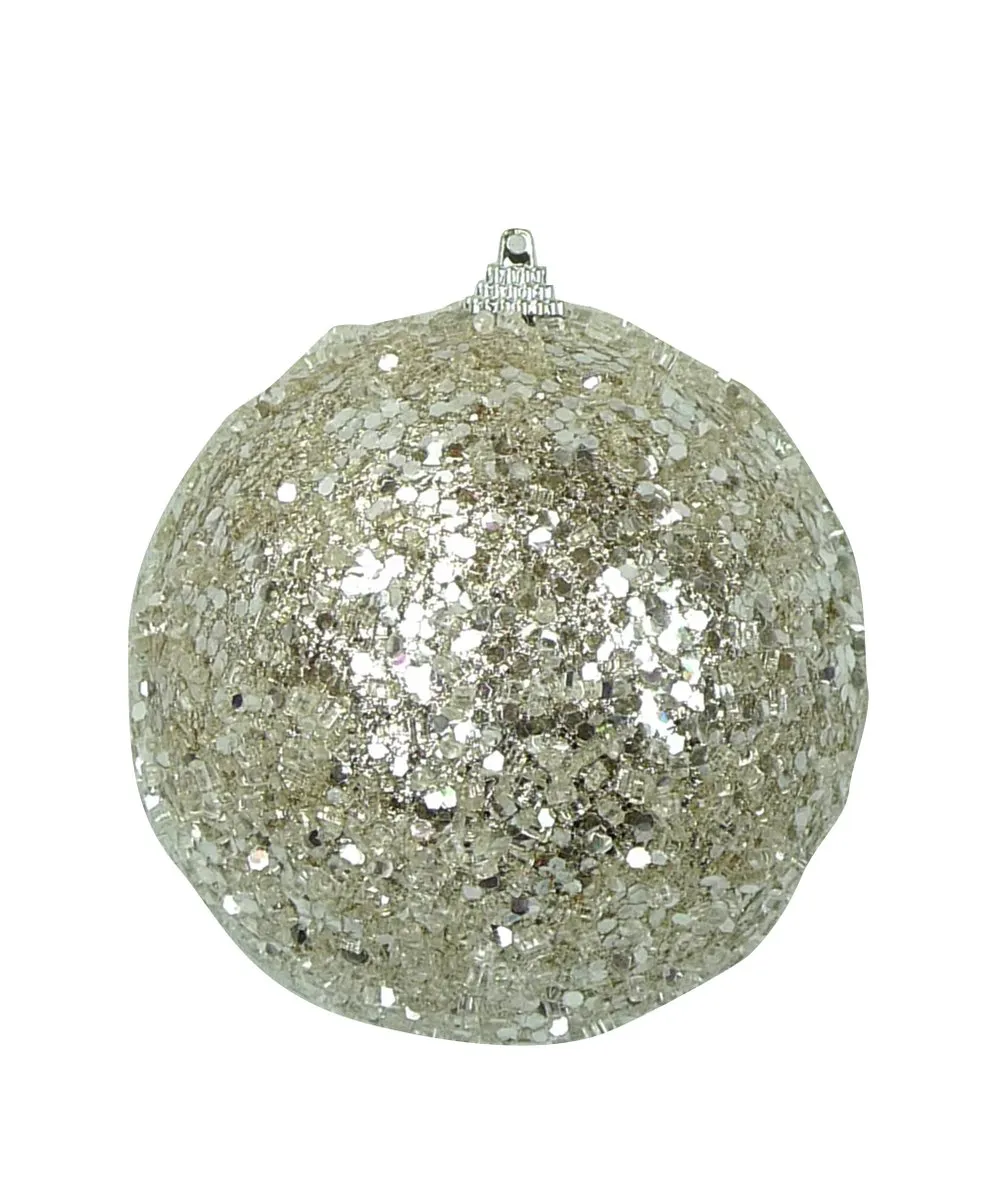 4.5" Champagne Beaded Ball Ornament