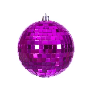 4" Fuchsia Mirror Ball Ornament