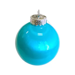 4" Glass Look Plastic Ball Ornament: Turquoise