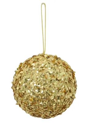 4" Gold Diamond Cut Sequin Ball Ornament