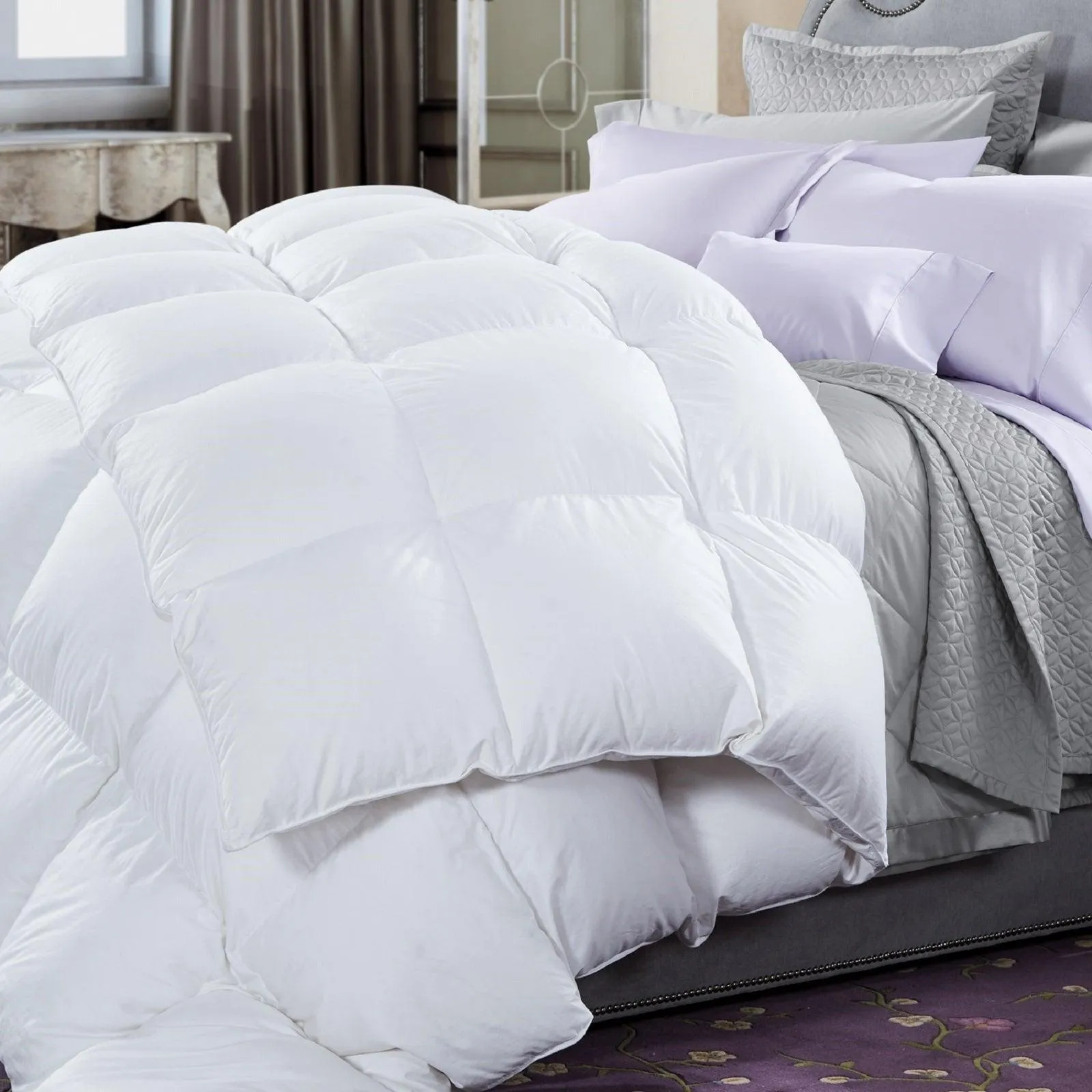 50% Duck Feather & 50% Duck Down Quilt 500GSM   Duck Pillows Twin Pack Combo - Double - White
