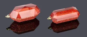 5.25" Laser Glitter Gem Ornament: Copper (Set of Two)