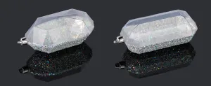 5.25" Laser Glitter Gem Ornament: Silver (Set of Two)