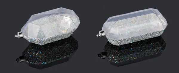 5.25" Laser Glitter Gem Ornament: Silver (Set of Two)