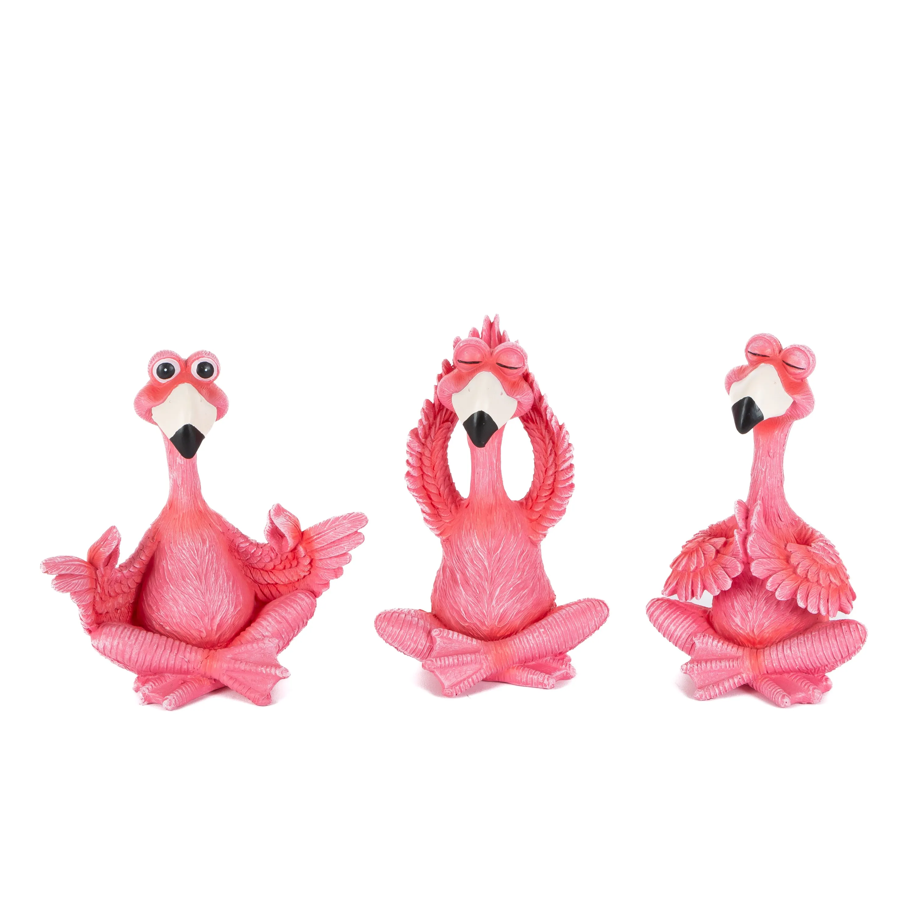 5.5 in. Resin Yoga Flamingo Figurines, set of 3