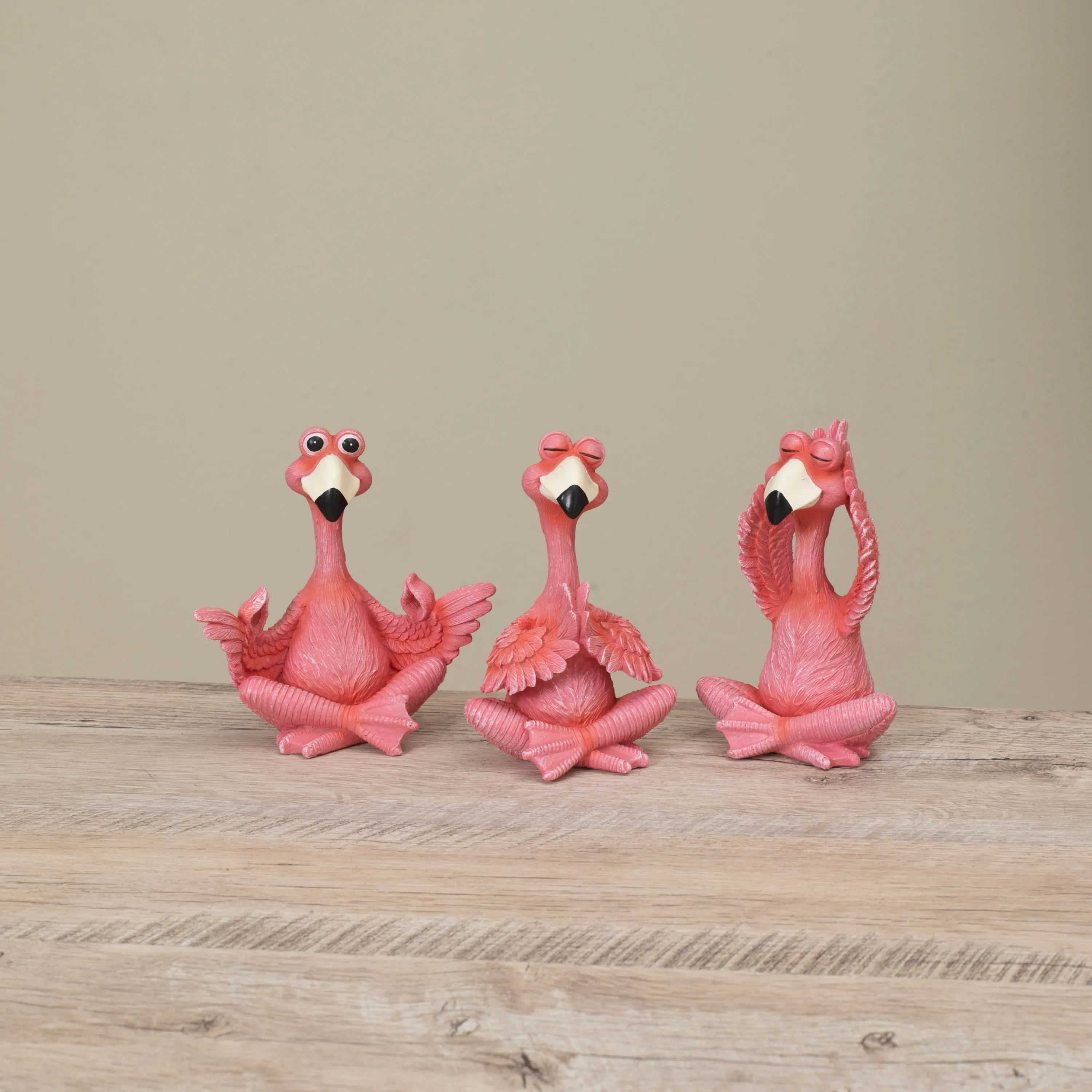 5.5 in. Resin Yoga Flamingo Figurines, set of 3