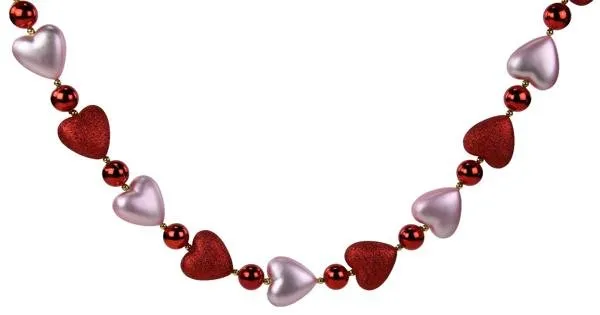 6' Glitter Heart Garland: Pink/Red