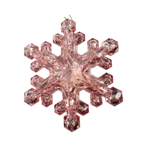 6" Clear Pink Snowflake Ornament