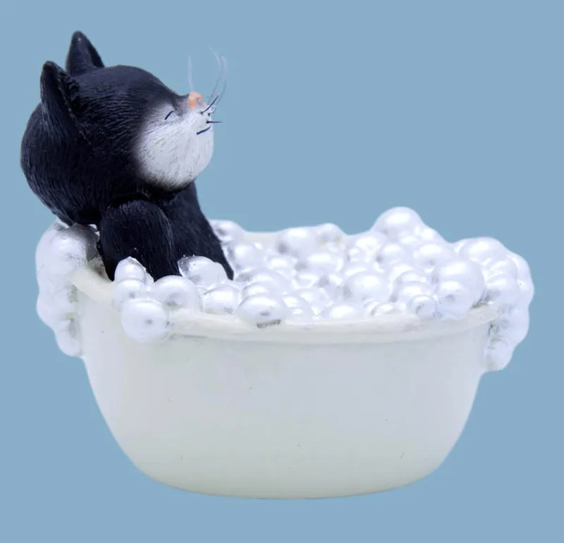 9 Lives Purr-fect Black & White Cat Figurine