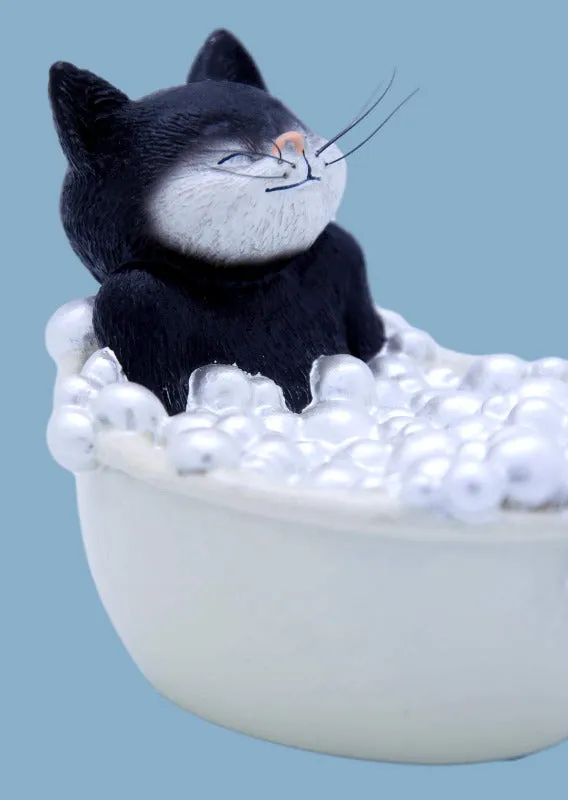 9 Lives Purr-fect Black & White Cat Figurine