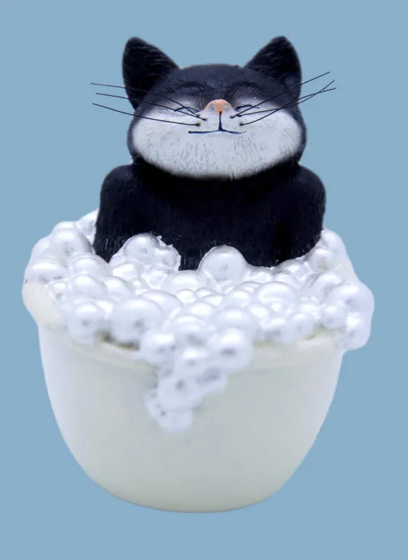 9 Lives Purr-fect Black & White Cat Figurine