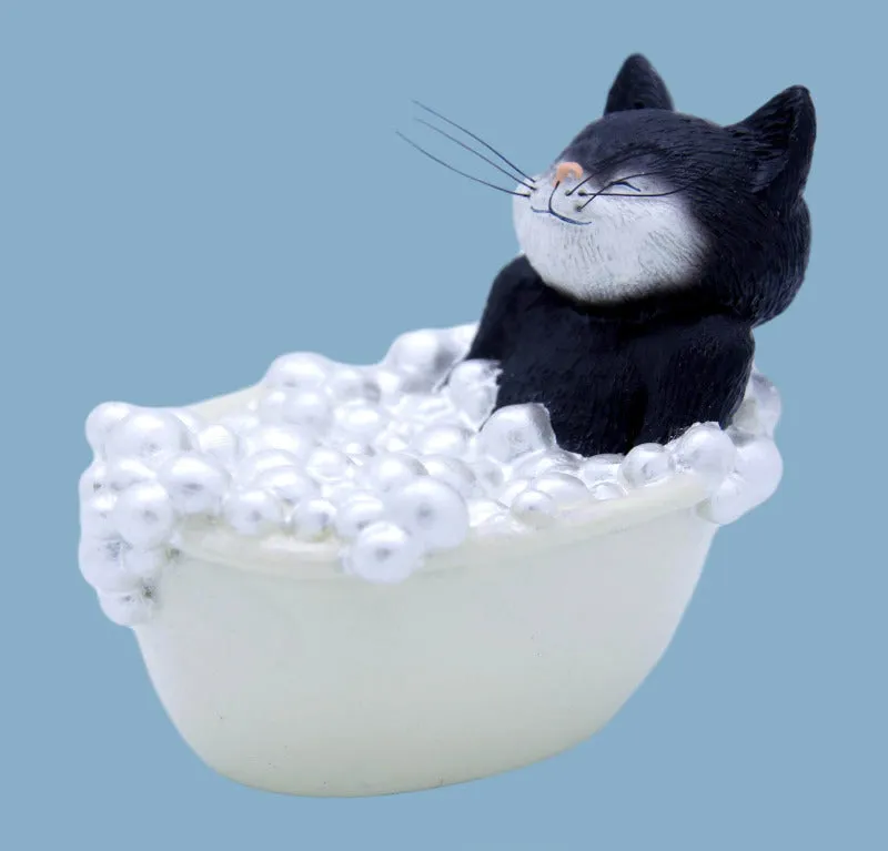 9 Lives Purr-fect Black & White Cat Figurine