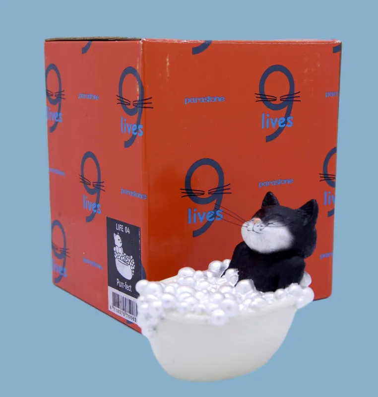 9 Lives Purr-fect Black & White Cat Figurine
