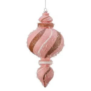 9" Peppermint Finial Ornament: Pink/Wht/Choc, Box of 2