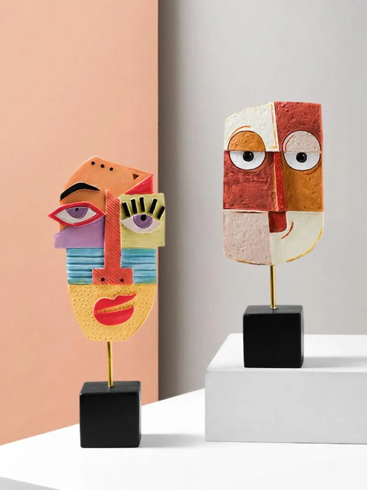 Abstract Resin Figurines Face Art Crafts