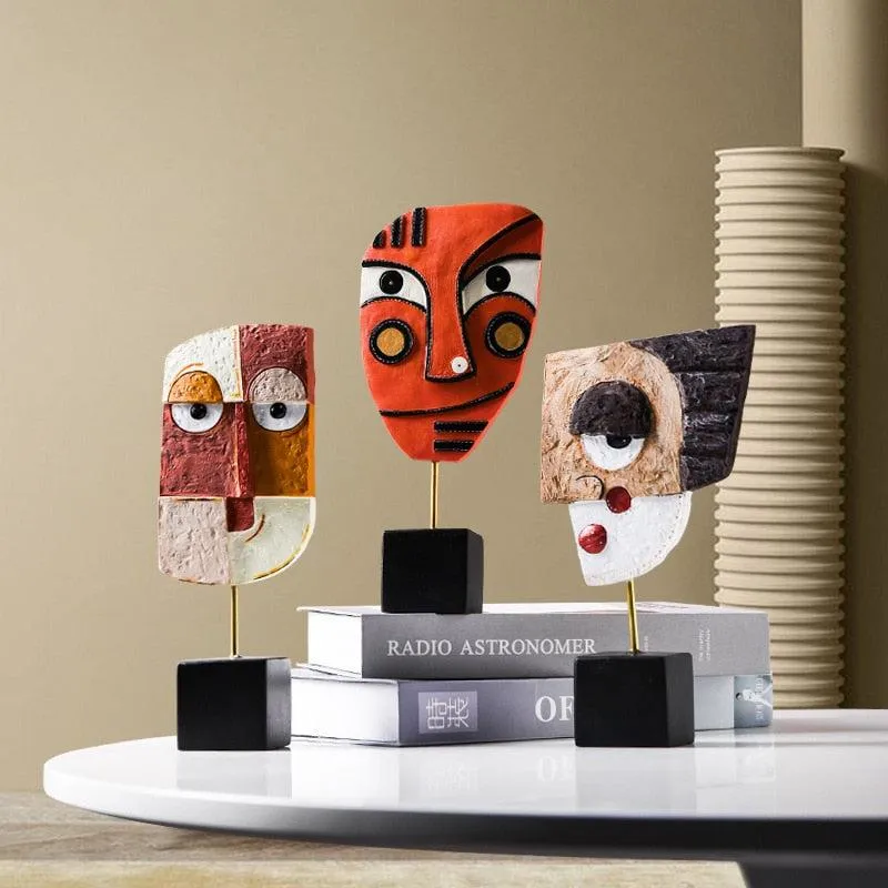 Abstract Resin Figurines Face Art Crafts