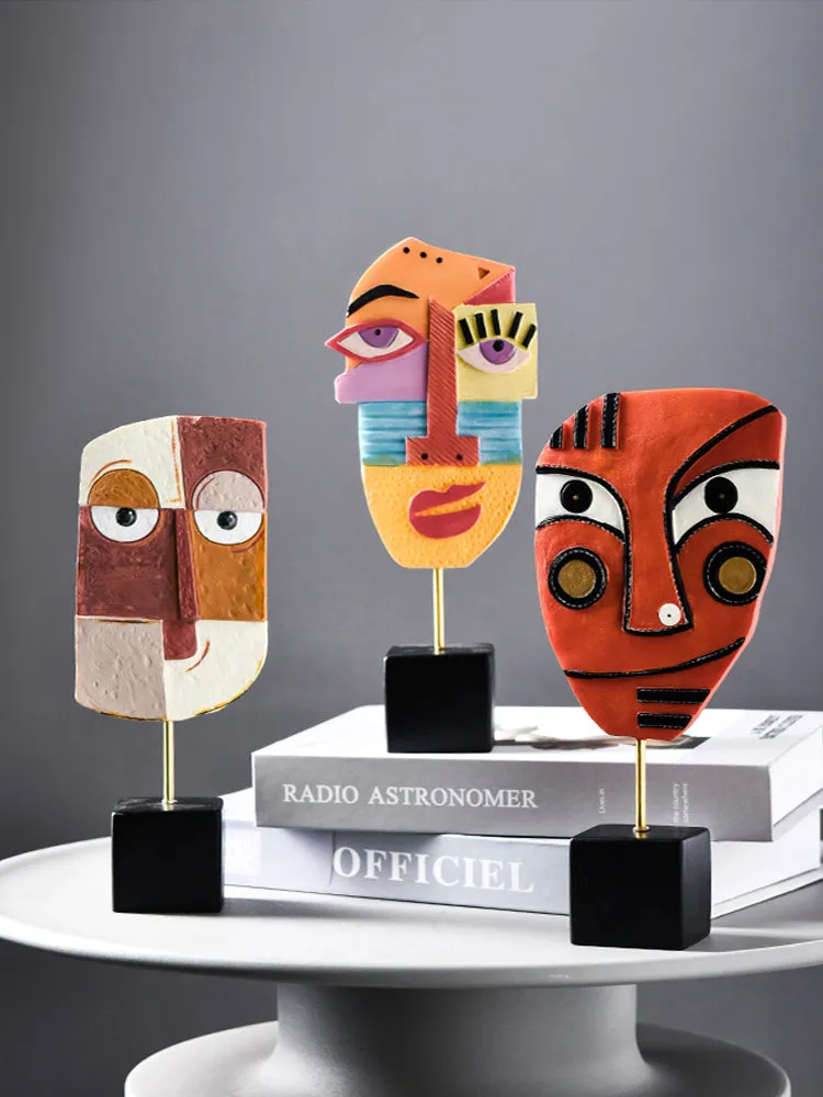 Abstract Resin Figurines Face Art Crafts