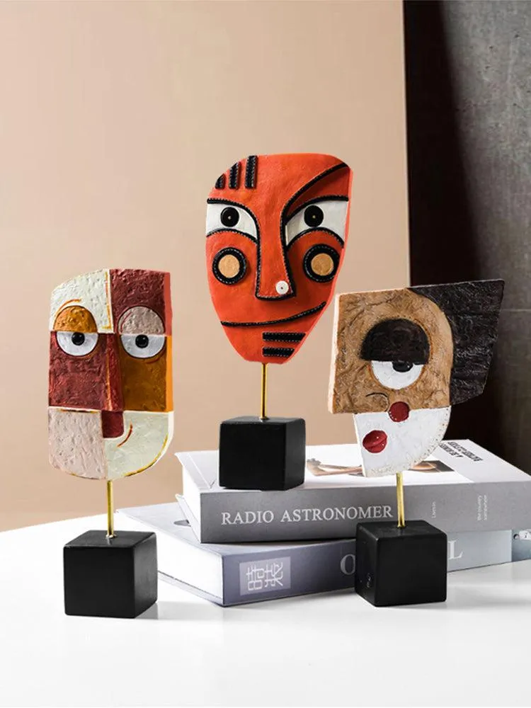 Abstract Resin Figurines Face Art Crafts