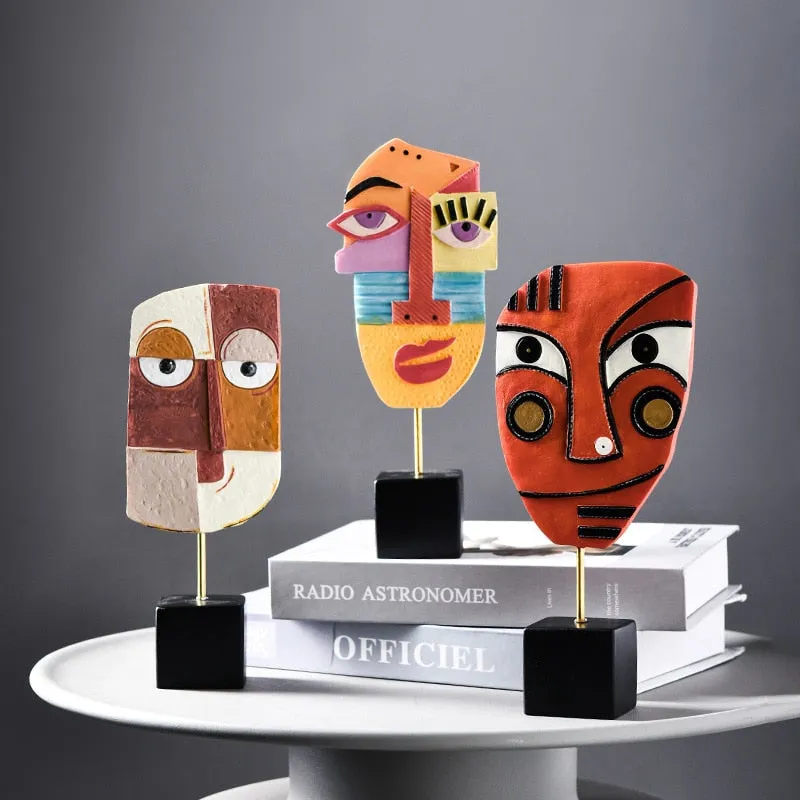 Abstract Resin Figurines Face Art Crafts