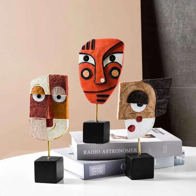 Abstract Resin Figurines Face Art Crafts