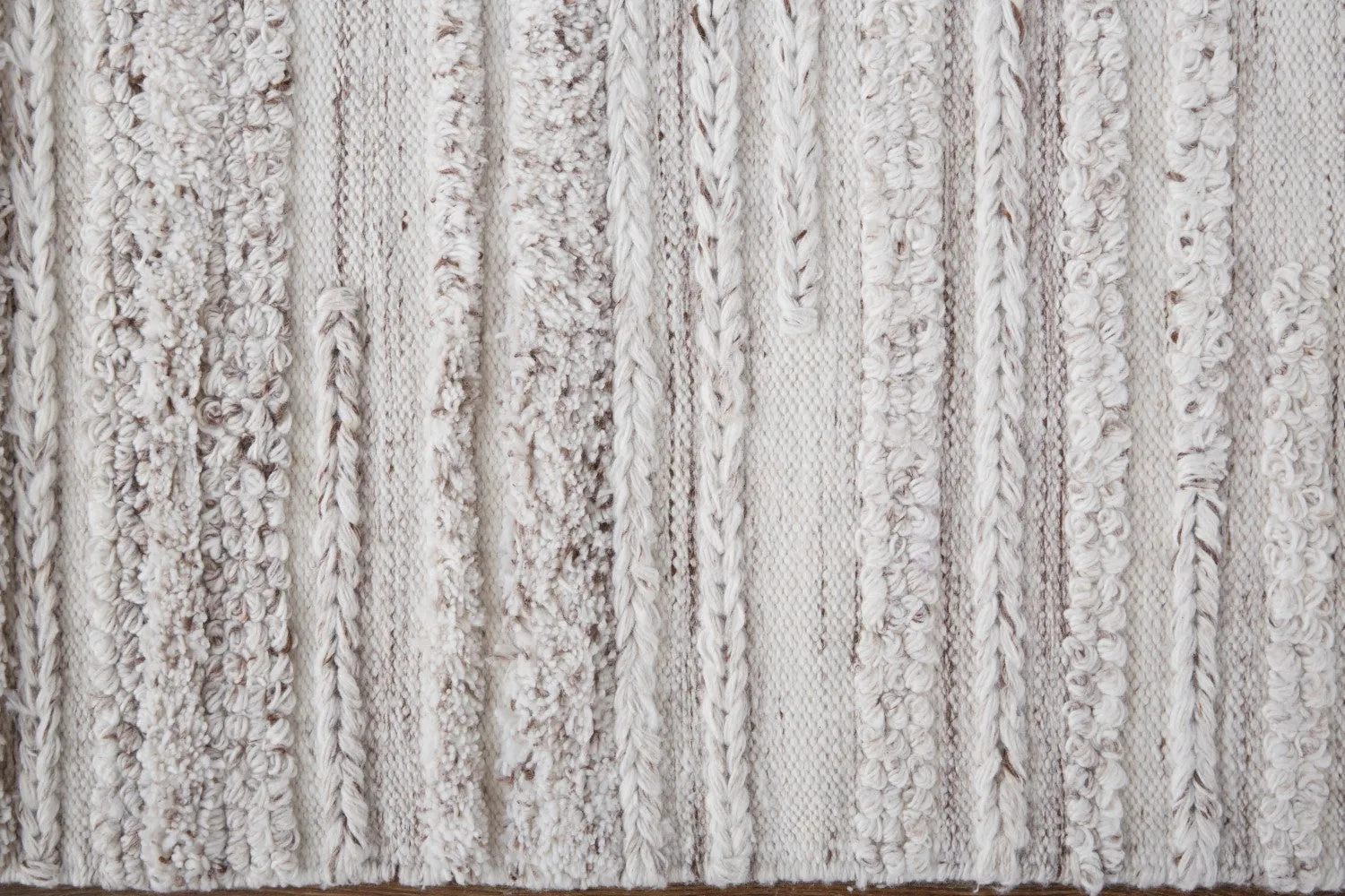 Akton Handwoven Stripes Ivory/Carob Brown Rug