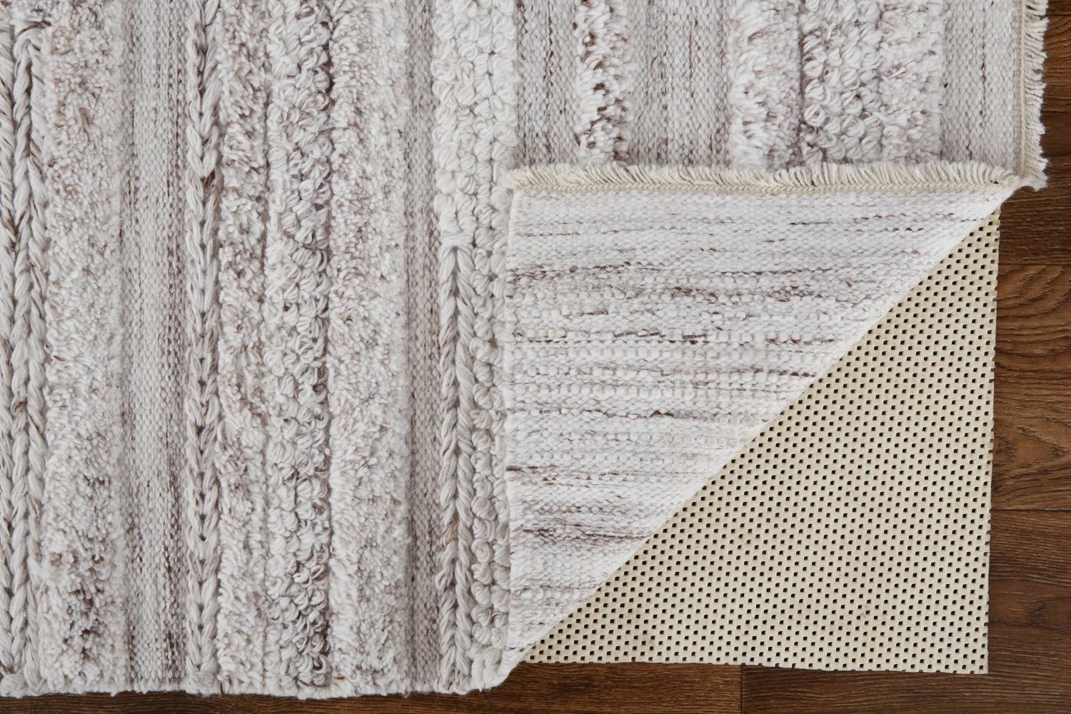 Akton Handwoven Stripes Ivory/Carob Brown Rug
