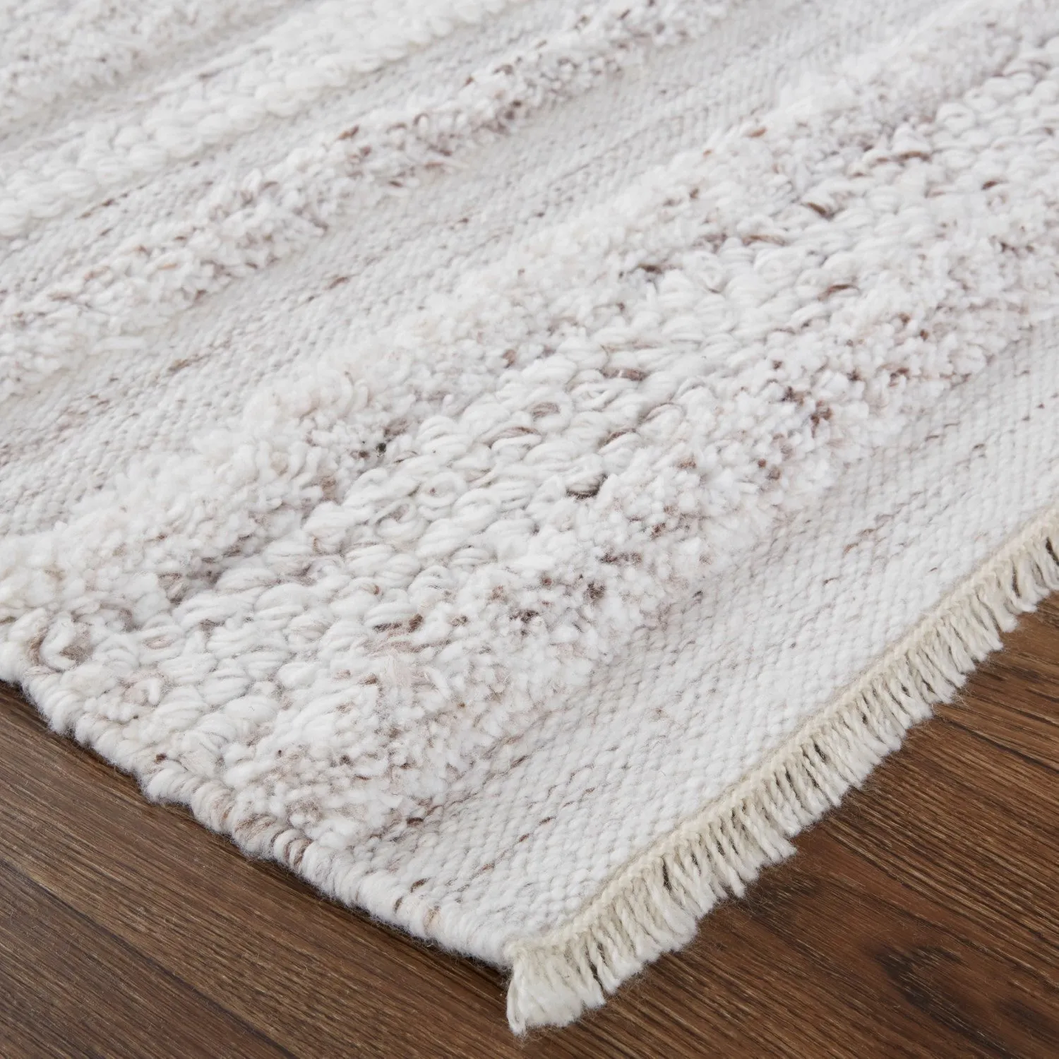 Akton Handwoven Stripes Ivory/Carob Brown Rug