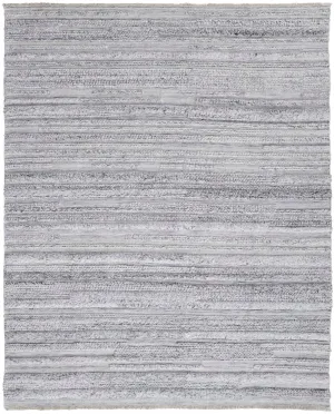 Akton Handwoven Stripes Ivory/Light Gray Rug