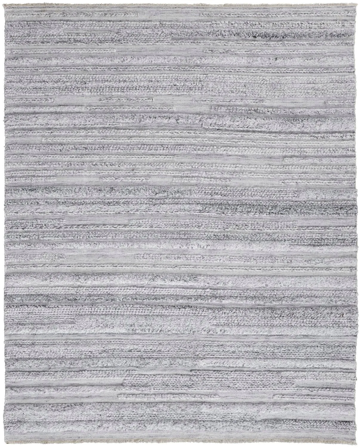 Akton Handwoven Stripes Ivory/Light Gray Rug