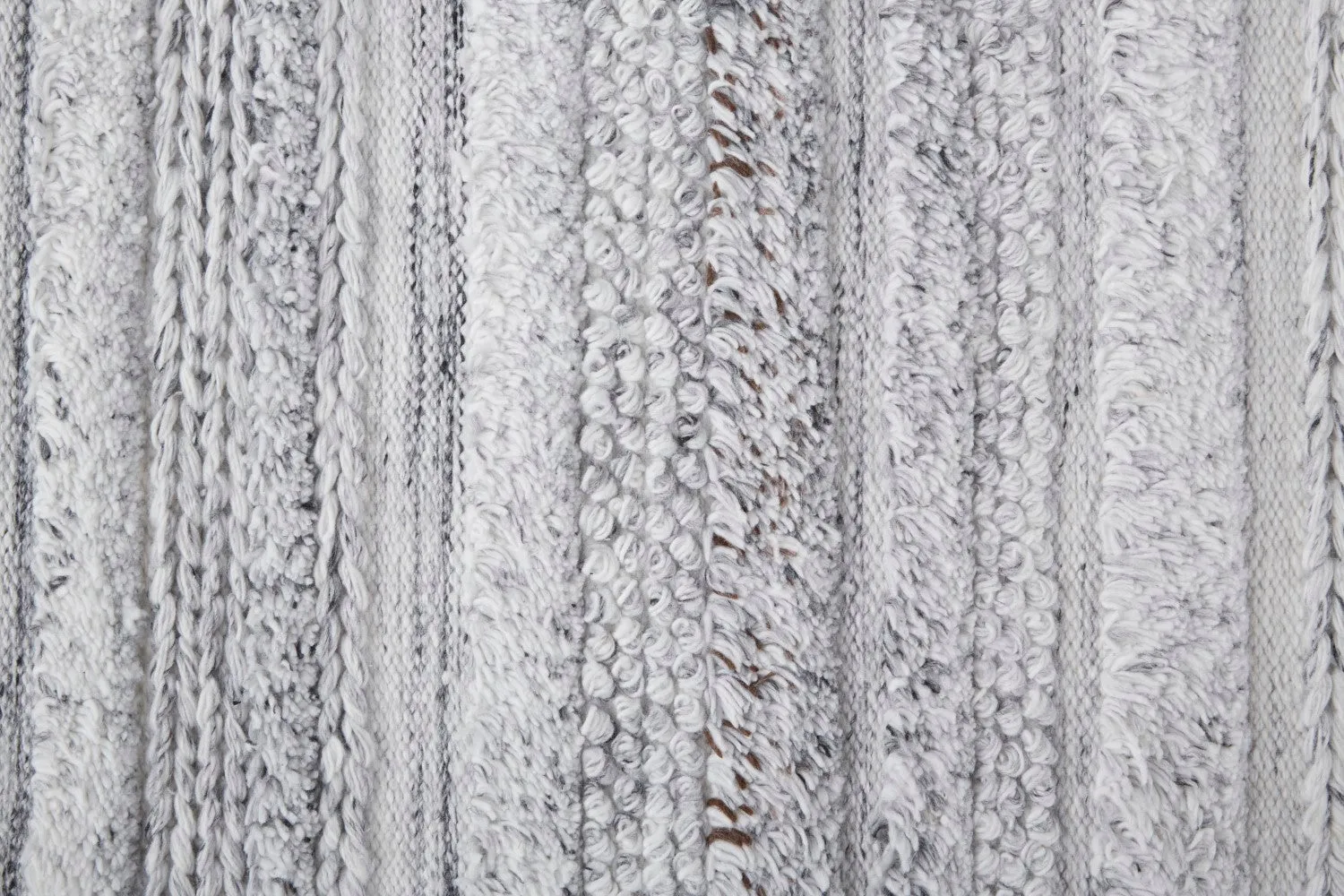 Akton Handwoven Stripes Ivory/Light Gray Rug