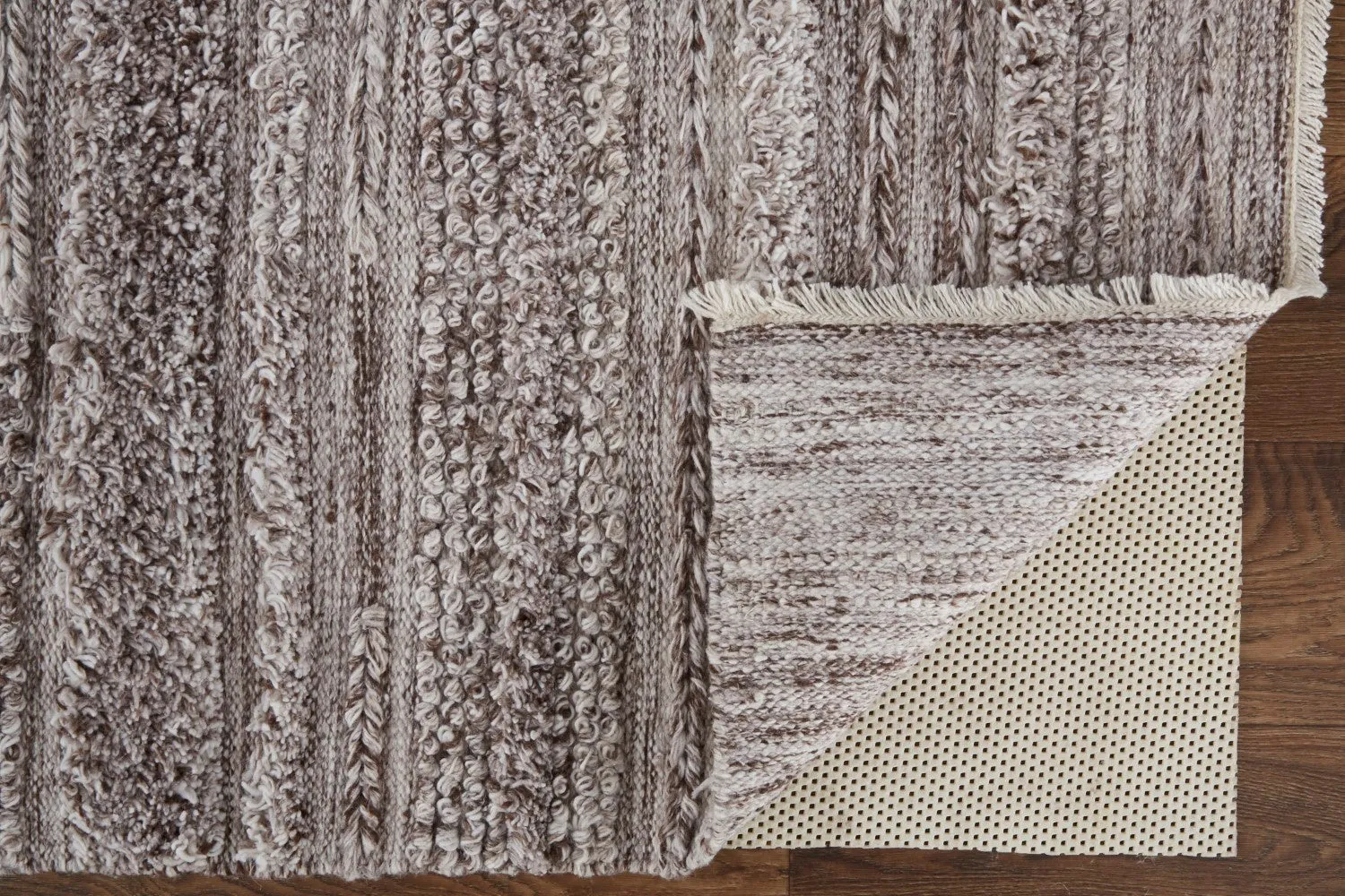Akton Handwoven Stripes Ivory/Rustic Brown Rug