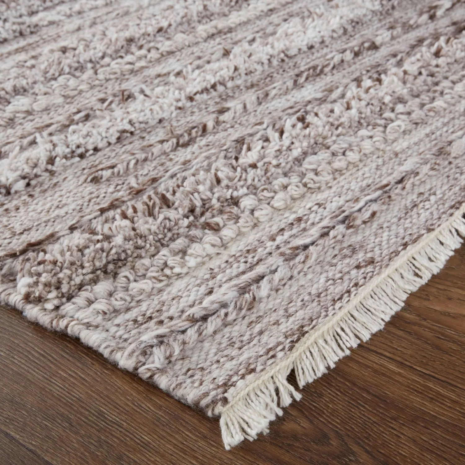 Akton Handwoven Stripes Ivory/Rustic Brown Rug
