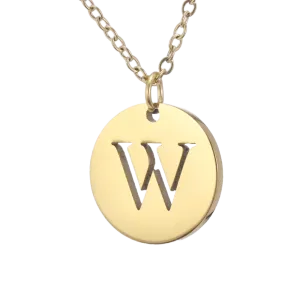 Alphabet Necklace Gold Plated - Letter W